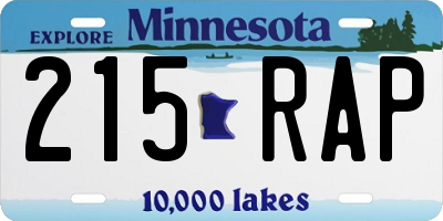 MN license plate 215RAP