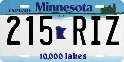MN license plate 215RIZ