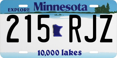 MN license plate 215RJZ