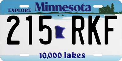 MN license plate 215RKF