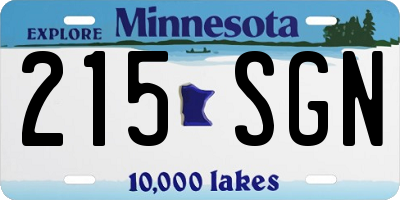 MN license plate 215SGN