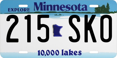 MN license plate 215SKO