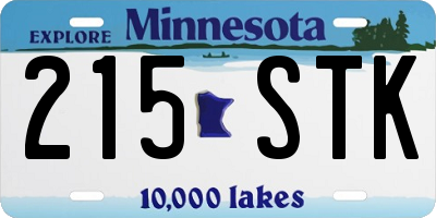 MN license plate 215STK