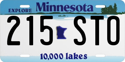 MN license plate 215STO