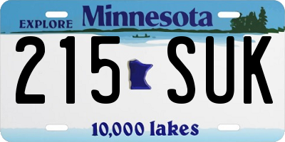 MN license plate 215SUK