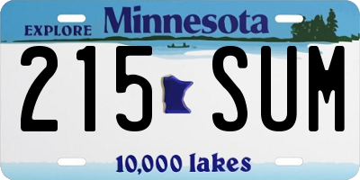 MN license plate 215SUM