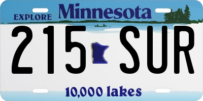 MN license plate 215SUR