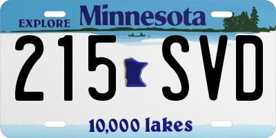 MN license plate 215SVD