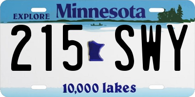 MN license plate 215SWY