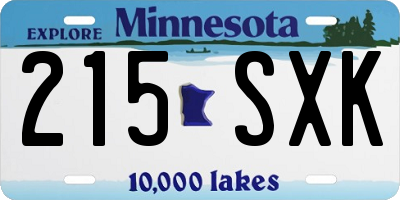 MN license plate 215SXK
