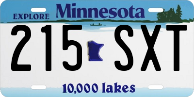 MN license plate 215SXT