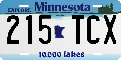 MN license plate 215TCX