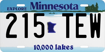 MN license plate 215TEW