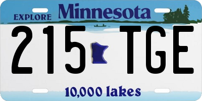 MN license plate 215TGE