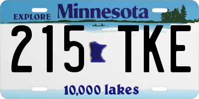 MN license plate 215TKE