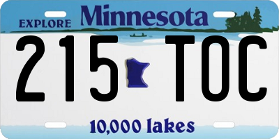 MN license plate 215TOC