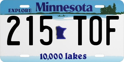 MN license plate 215TOF