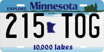 MN license plate 215TOG