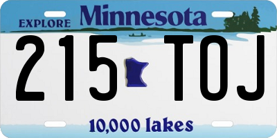 MN license plate 215TOJ