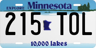 MN license plate 215TOL