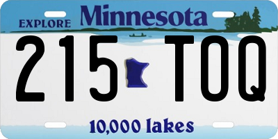 MN license plate 215TOQ