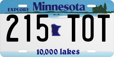 MN license plate 215TOT