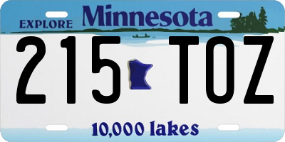 MN license plate 215TOZ