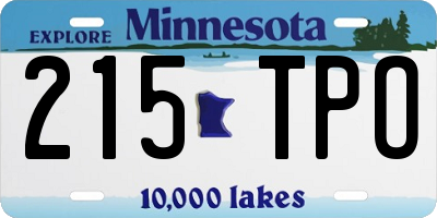 MN license plate 215TPO
