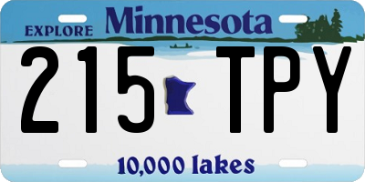 MN license plate 215TPY