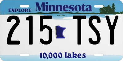 MN license plate 215TSY