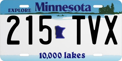 MN license plate 215TVX