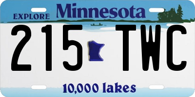 MN license plate 215TWC