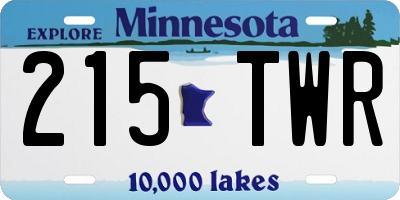 MN license plate 215TWR