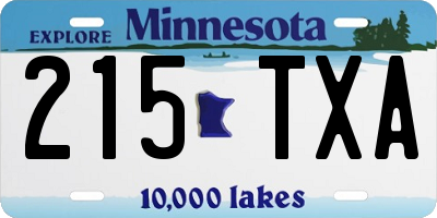 MN license plate 215TXA