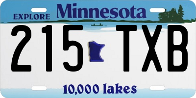 MN license plate 215TXB