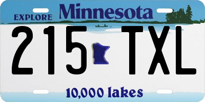 MN license plate 215TXL