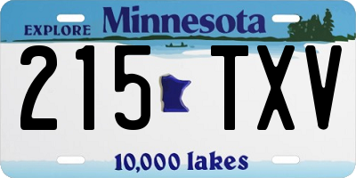 MN license plate 215TXV