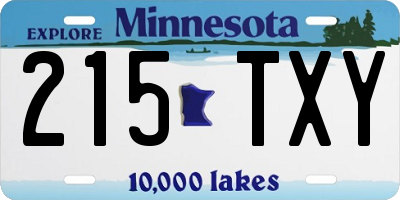 MN license plate 215TXY