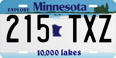 MN license plate 215TXZ