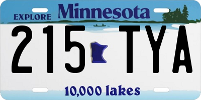MN license plate 215TYA