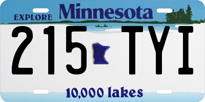 MN license plate 215TYI