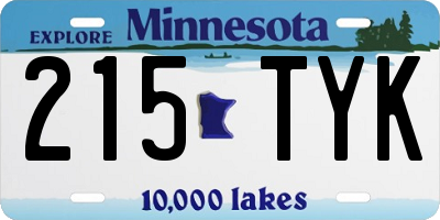 MN license plate 215TYK