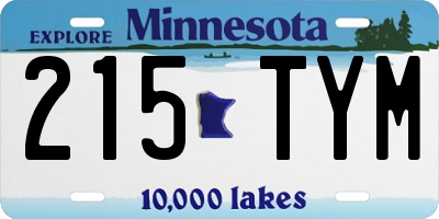 MN license plate 215TYM