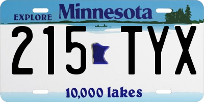 MN license plate 215TYX