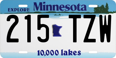 MN license plate 215TZW