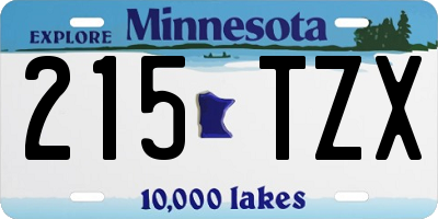 MN license plate 215TZX