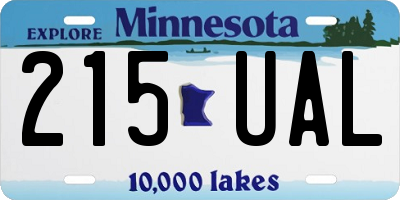 MN license plate 215UAL