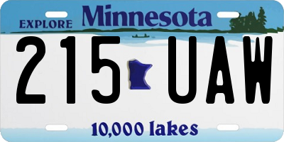 MN license plate 215UAW