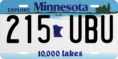 MN license plate 215UBU