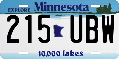 MN license plate 215UBW